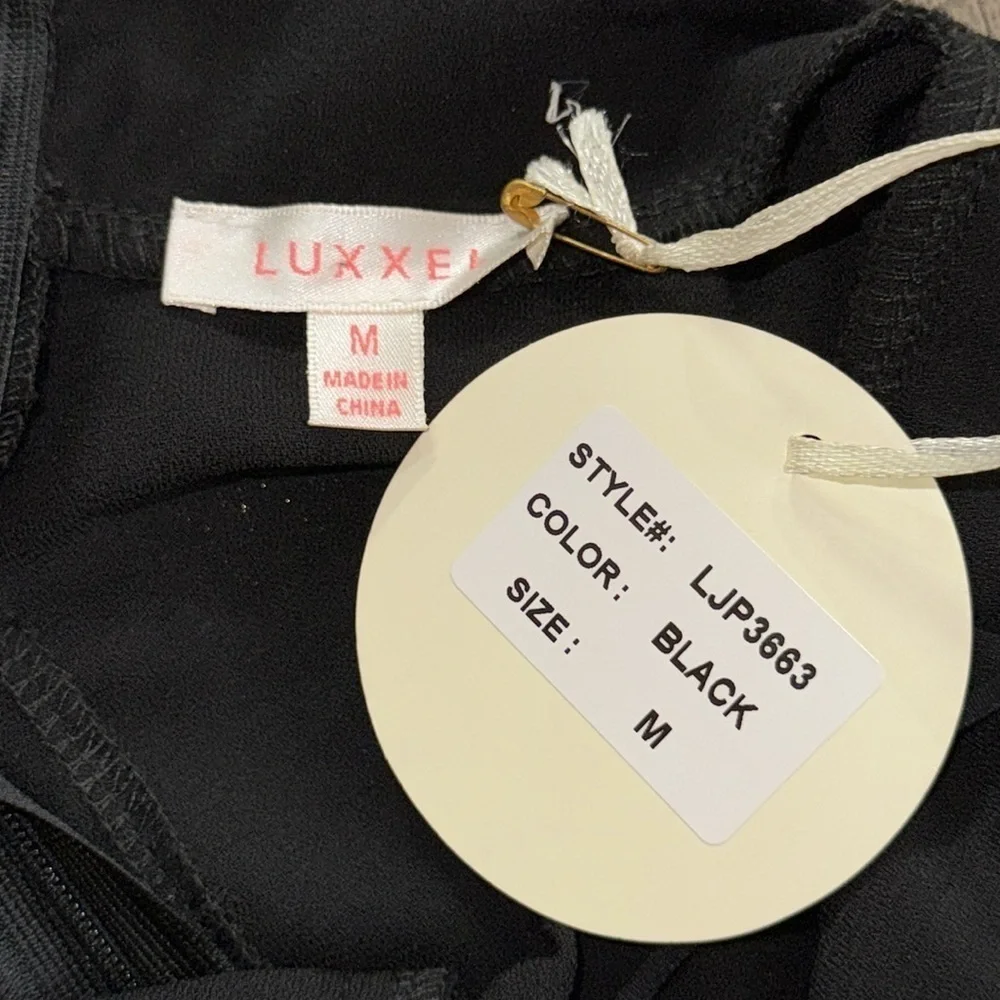 Luxxel Floral Embroidered Black Jumpsuit
